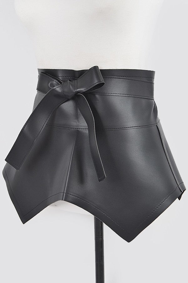 Faux Leather Skirt Belt - Black
