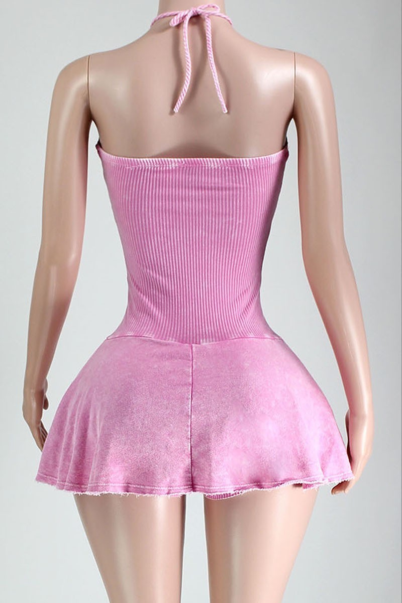 Babydoll Mini Skort Dress-Baby Pink