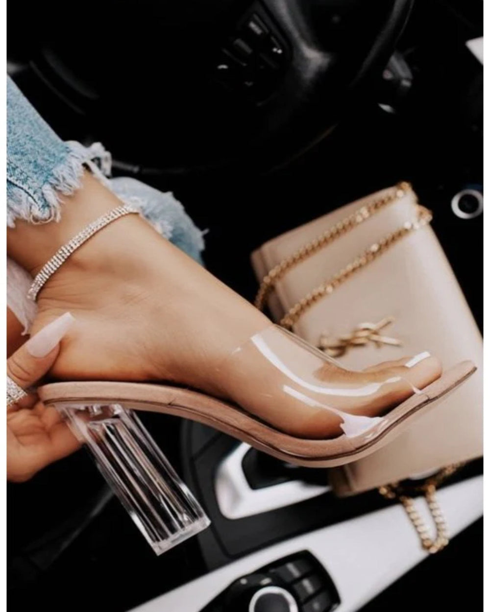 Crystal Clear Heels-Nude