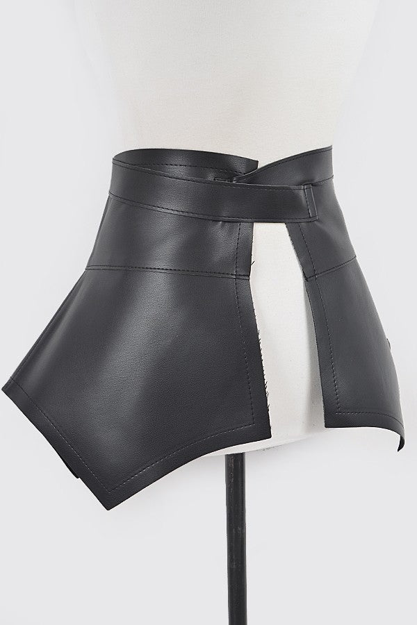 Faux Leather Skirt Belt - Black