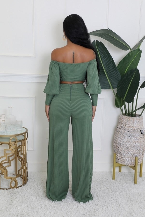 Golden Hour Pants Set-Olive