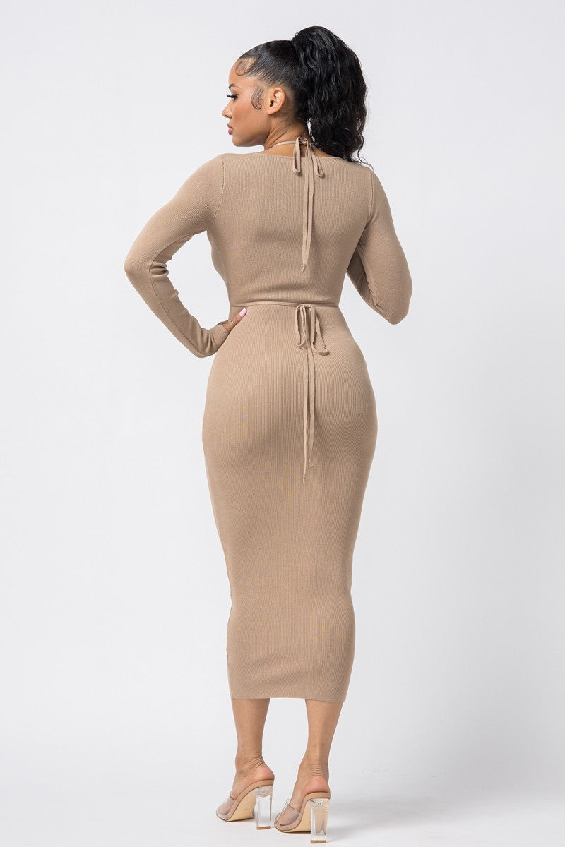 Wine And Dine Midi Dress-Caramel