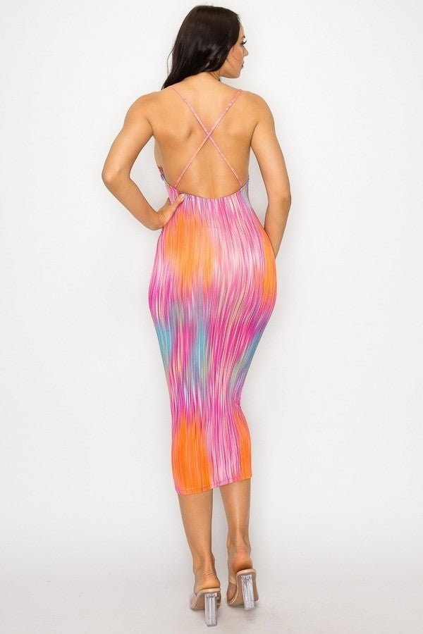 Color Fantasy Midi  Dress
