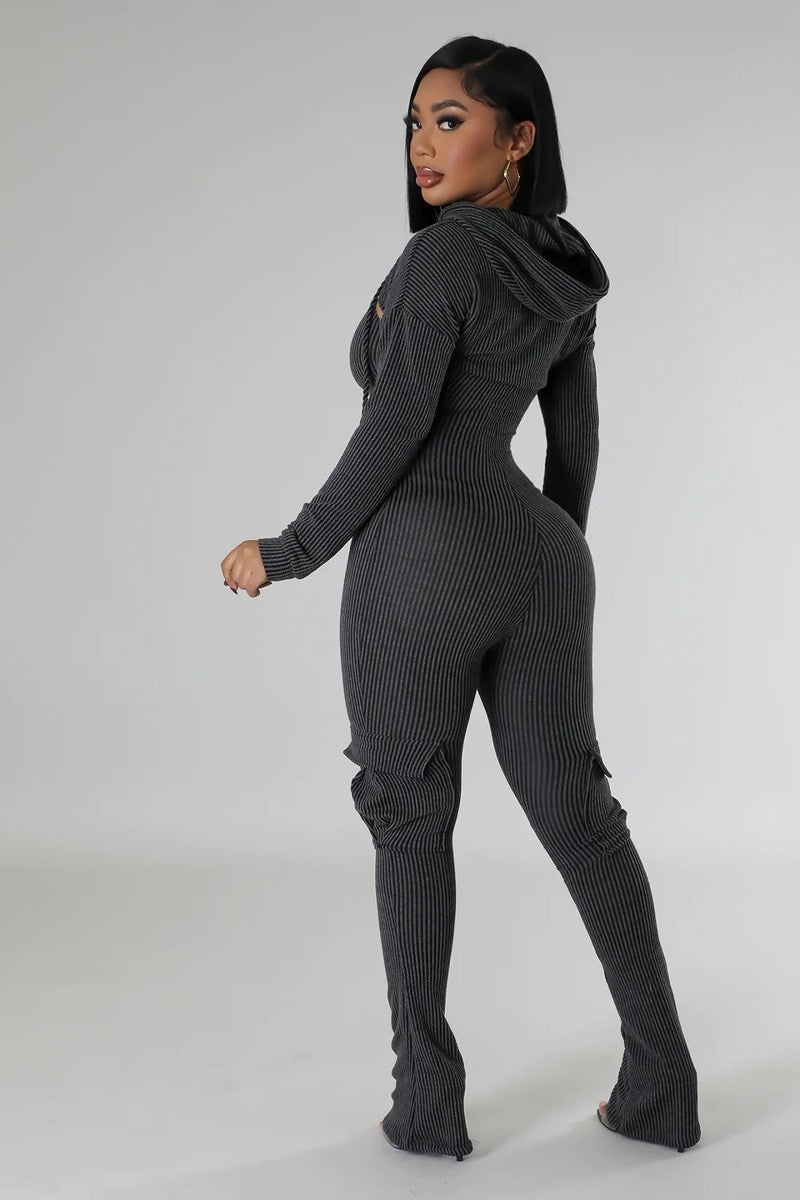Give Me Thrill Cargo Jumpsuit-Black