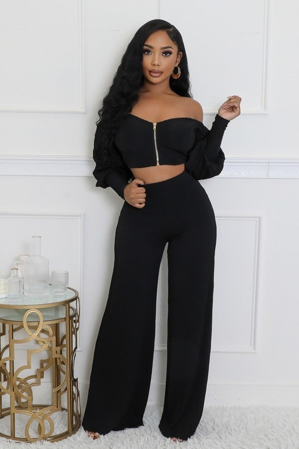 Golden Hour Pants Set-Black