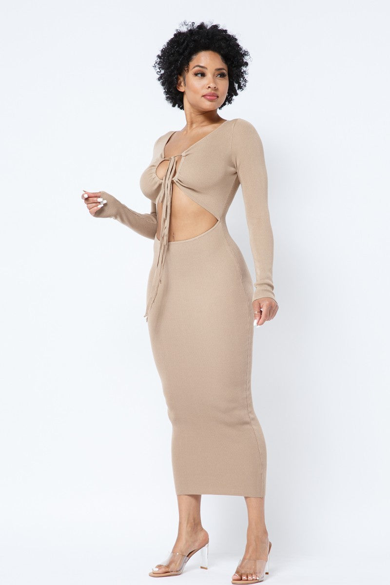 Wine And Dine Midi Dress-Caramel