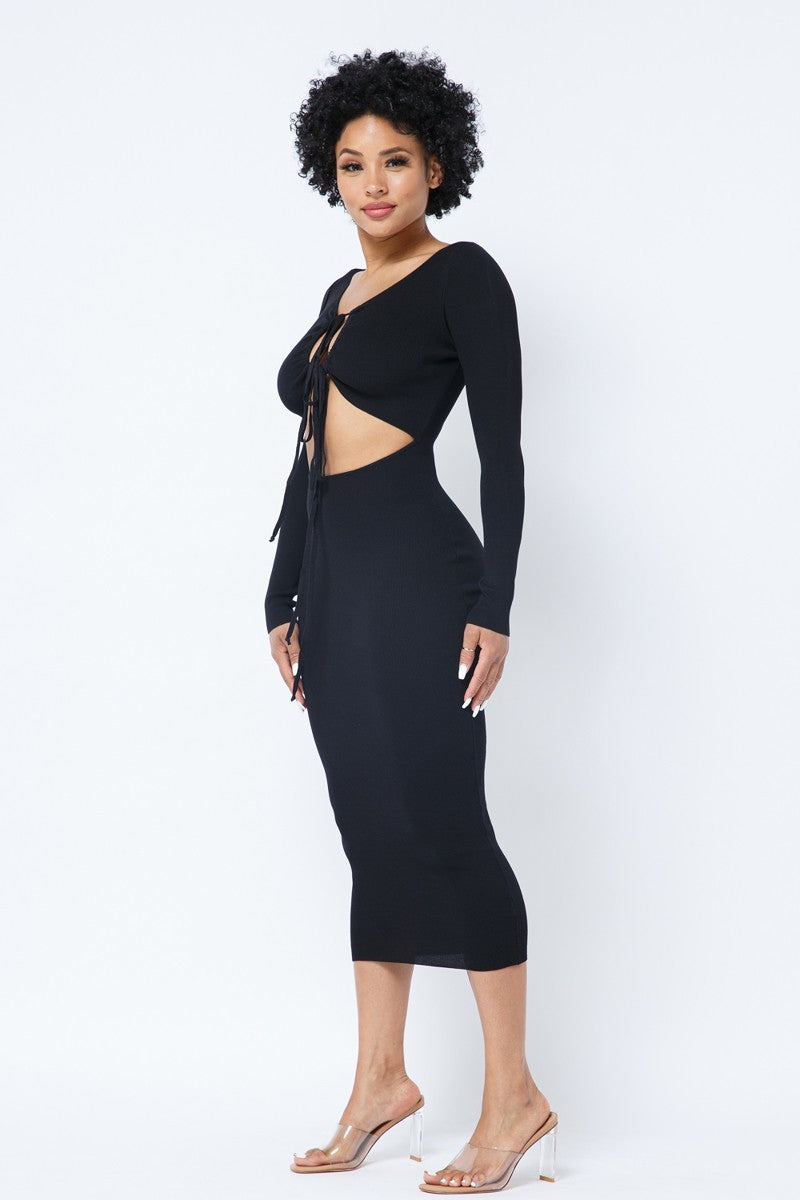 Wine And Dine Midi Dress-Black