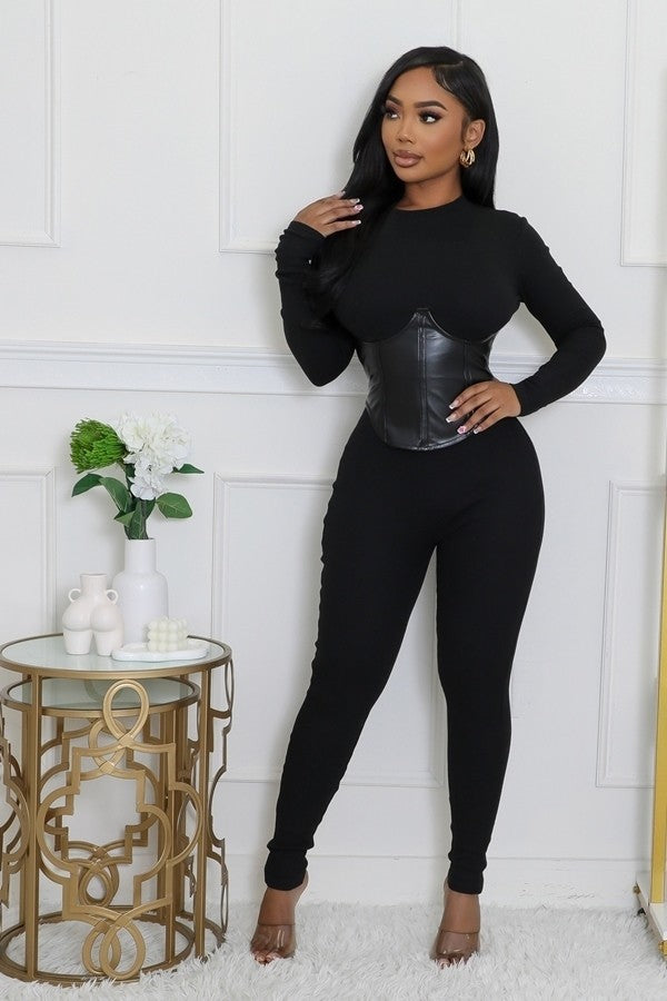 Miss Foxy Corset Jumpsuit-Black