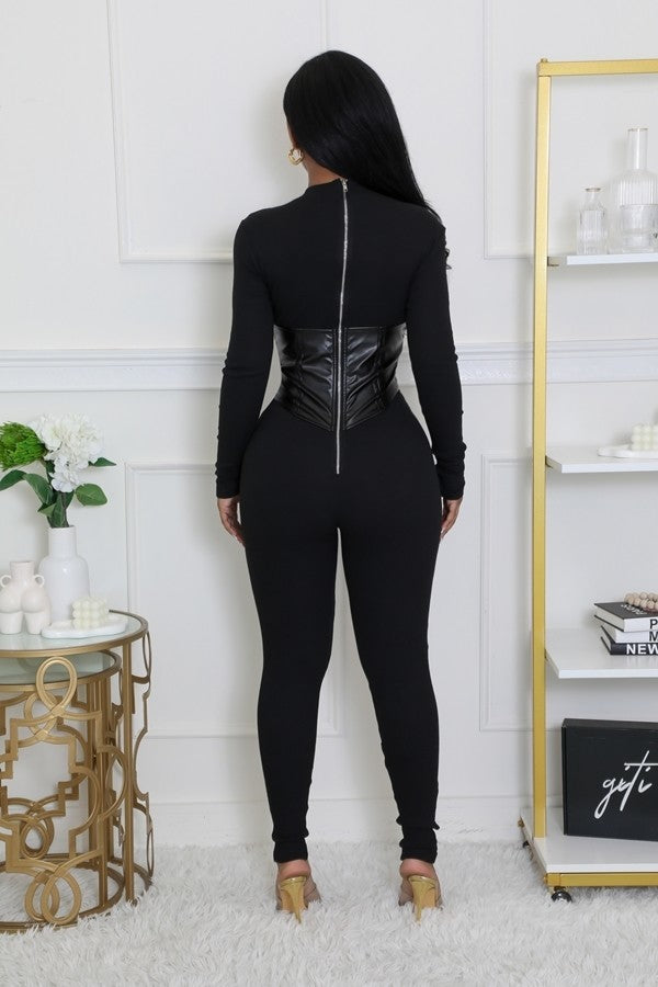 Miss Foxy Corset Jumpsuit-Black