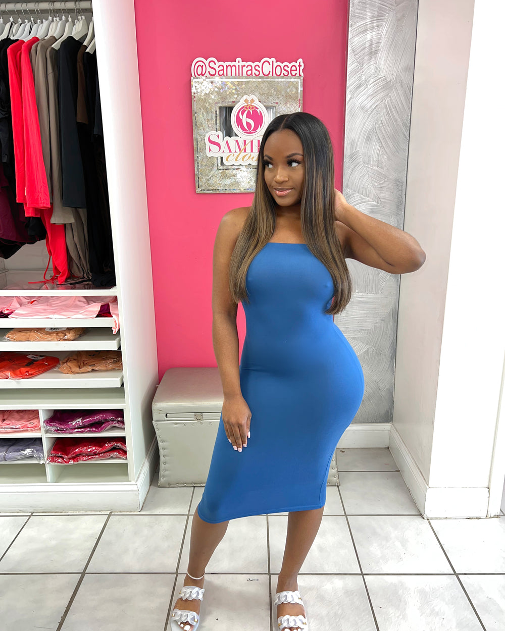Tube Bodycon Dress-Blue Haze