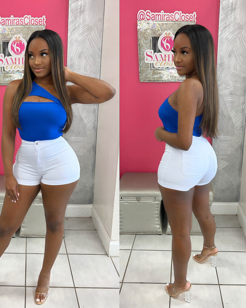 Extra Stretch Highwaisted Shorts-white