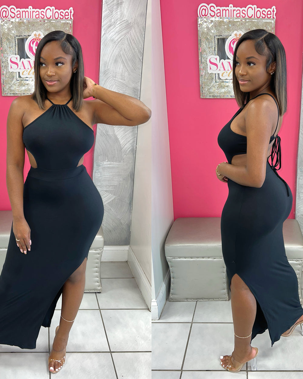 Maya Tieback Maxi Dress-Black