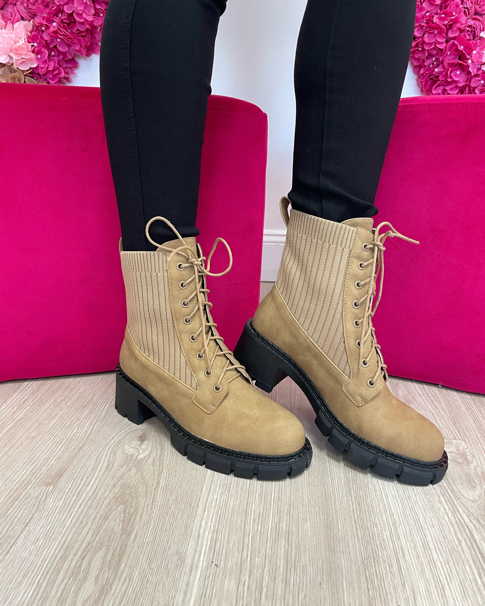Karrah Combat Boot-Taupe