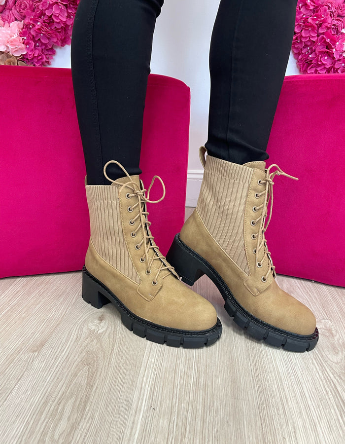 Karrah Combat Boot-Taupe