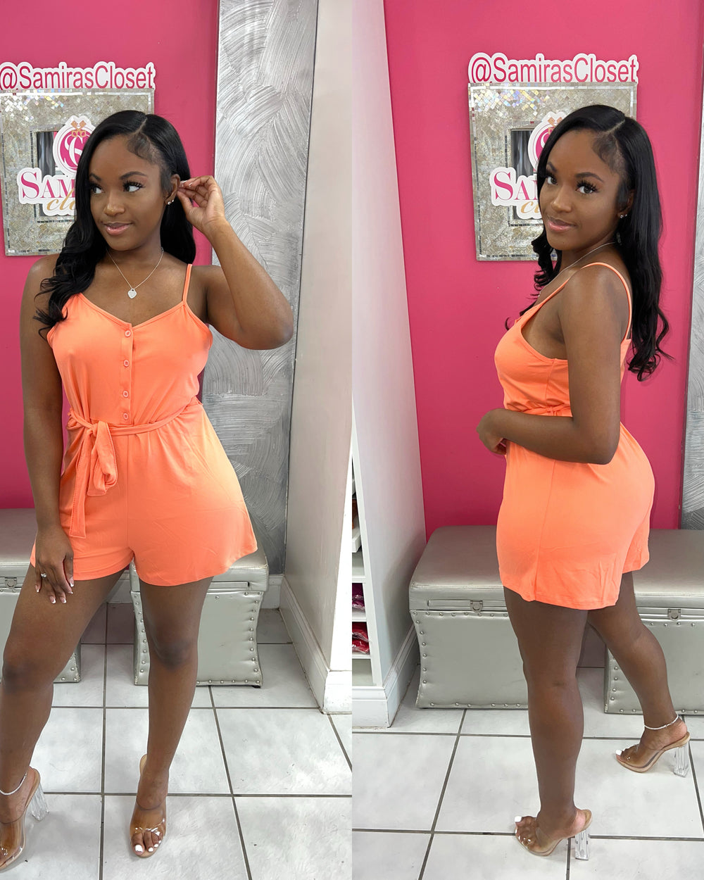 High Class Romper-Coral