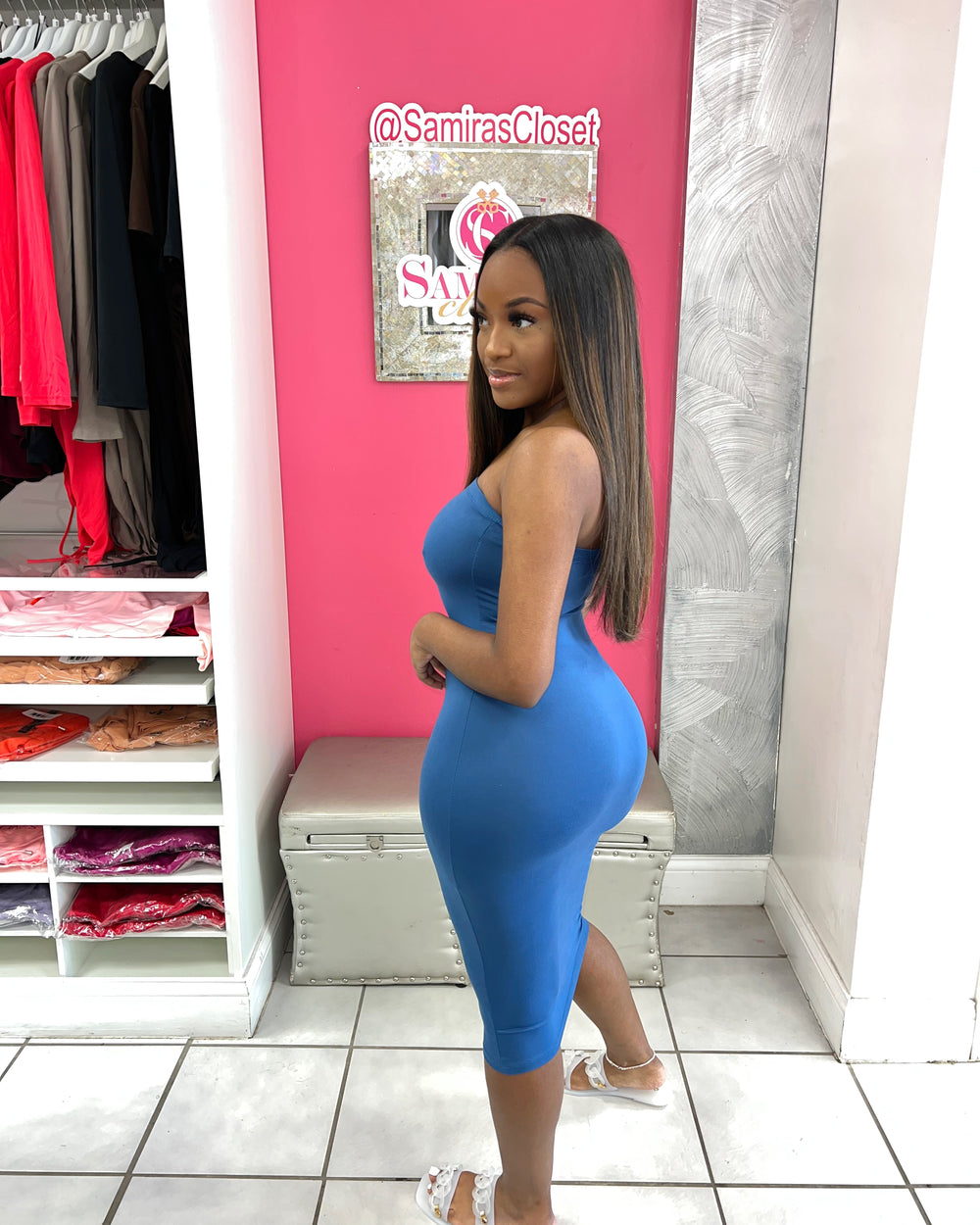 Tube Bodycon Dress-Blue Haze