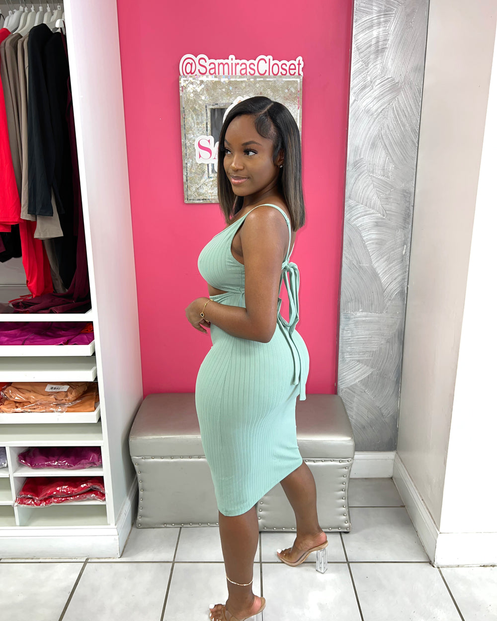 Halle Peek Dress-Sage