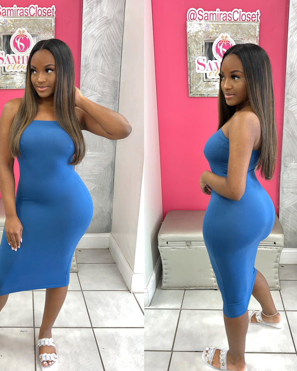 Tube Bodycon Dress-Blue Haze
