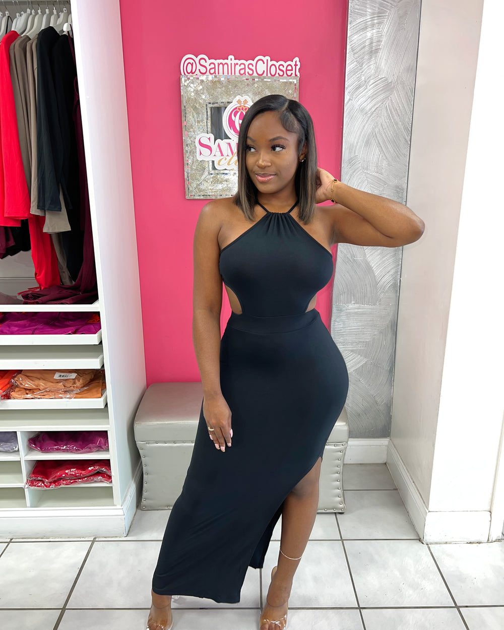 Maya Tieback Maxi Dress-Black