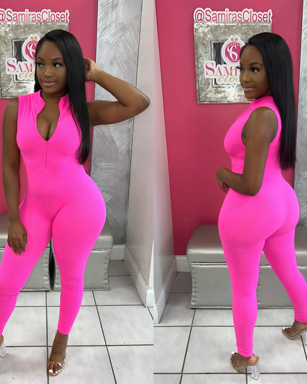 Bailey Snatched Jumpsuit-Hot Pink