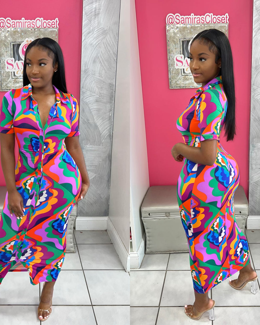 Tropic Vibes Dress-Blue/Green Mix