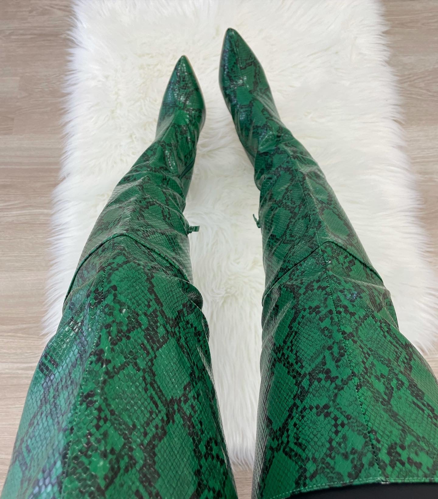 Demi Danger Boot-Green Snake