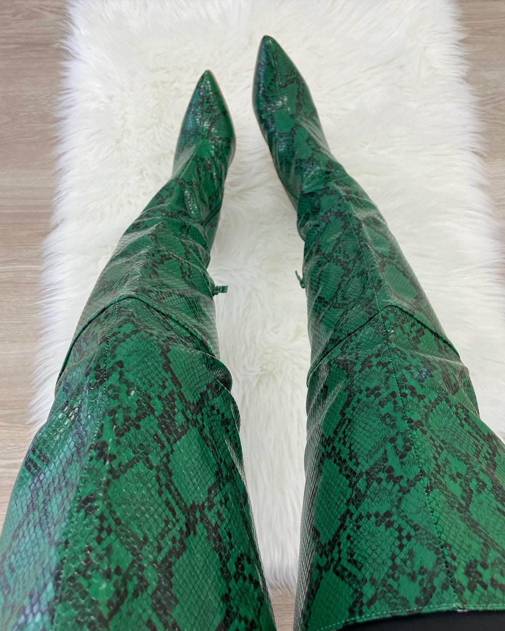 Demi Danger Boot-Green Snake
