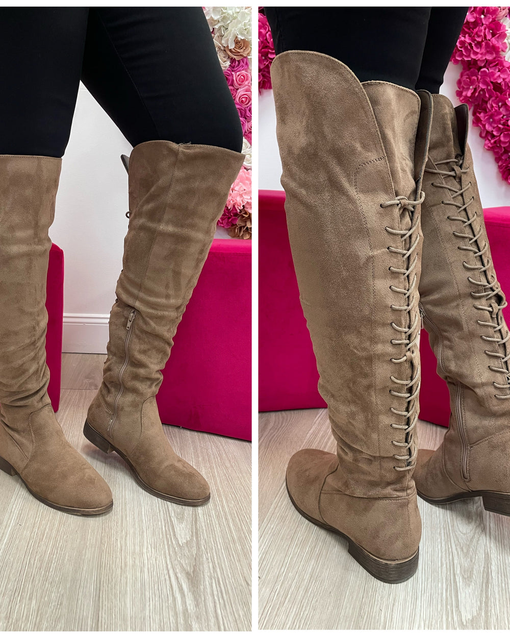 Madison Flat Lace Up Boots-Tan