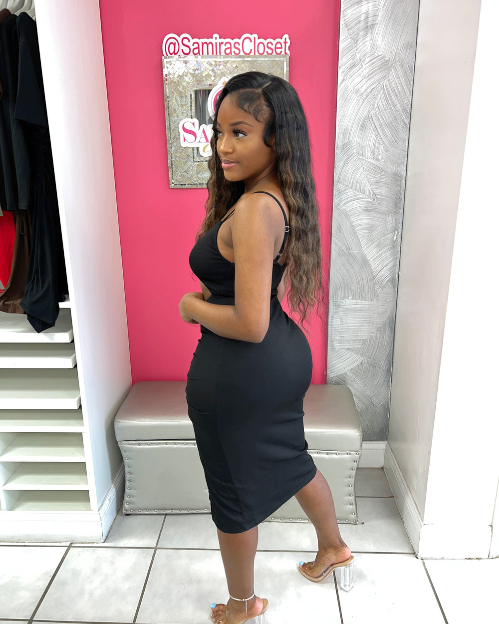 Flaunt it Cutout Midi Dress-Black