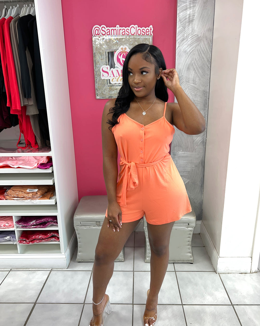 High Class Romper-Coral