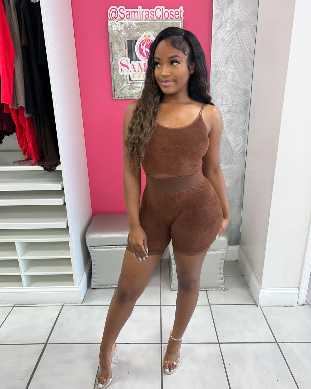 Bad B Tank and Biker Set-Brown