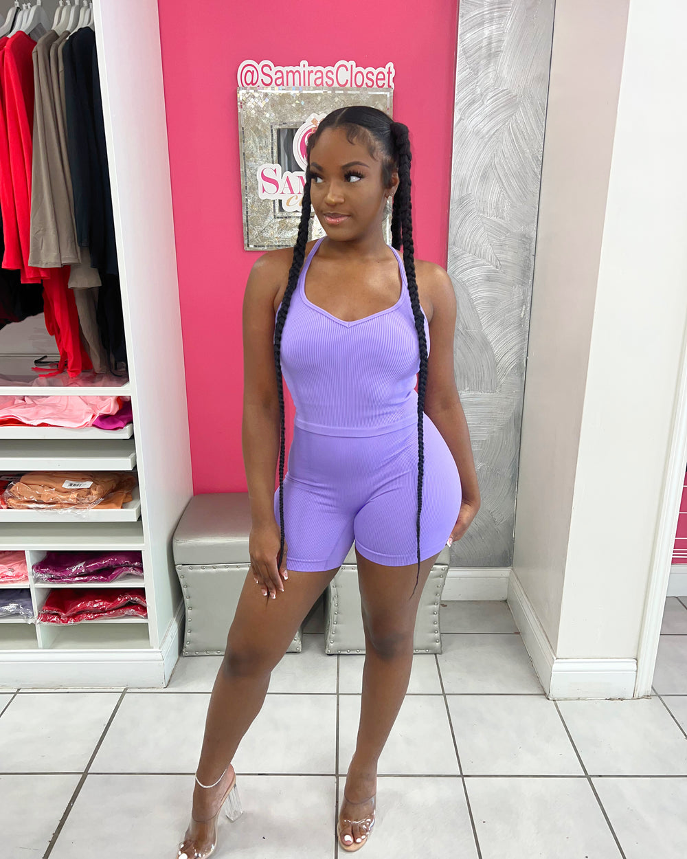 Everyday Biker Short Set-Lavender