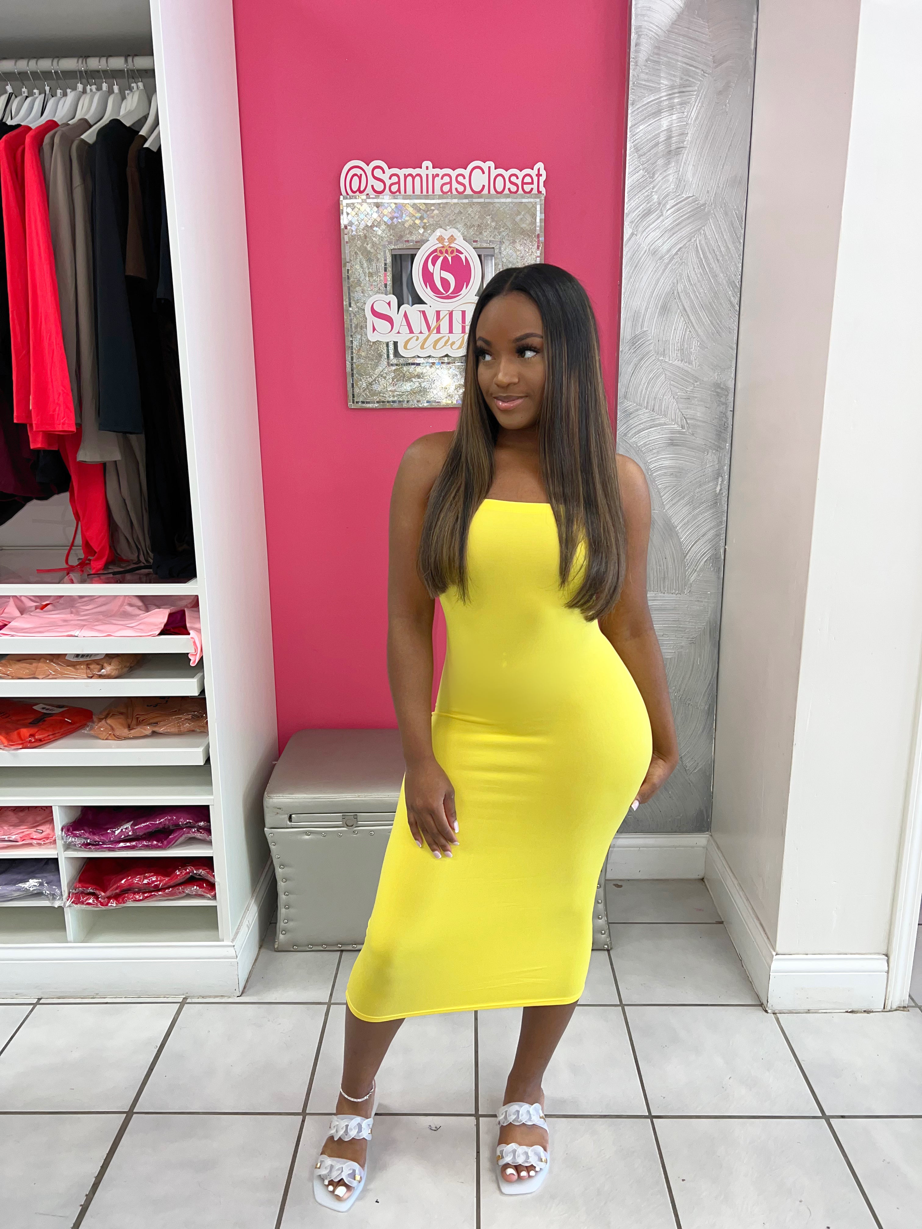 Tube Bodycon Dress-Yellow – Samira's Closet Tube Bodycon Dress-Yellow – Samira's Closet