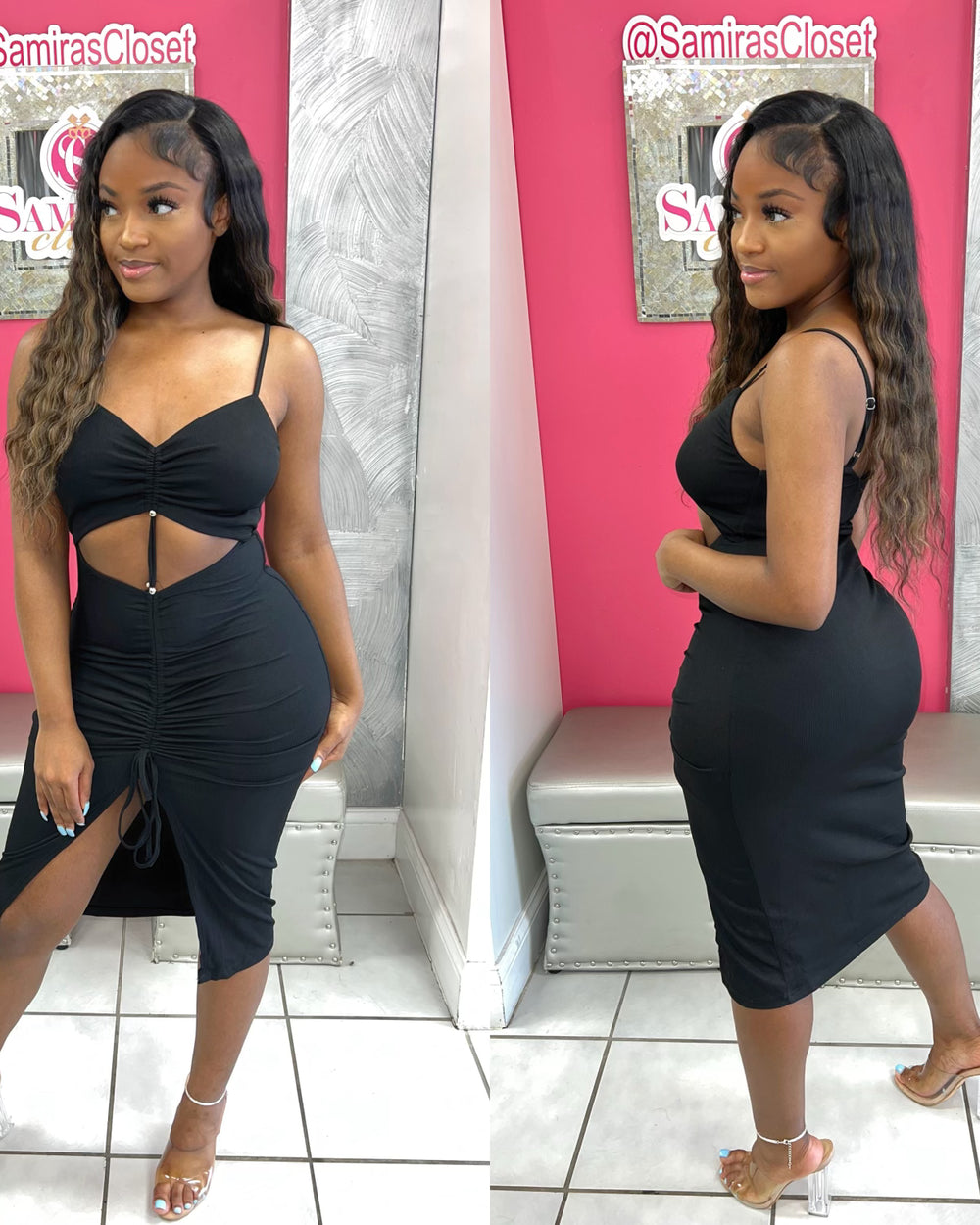Flaunt it Cutout Midi Dress-Black