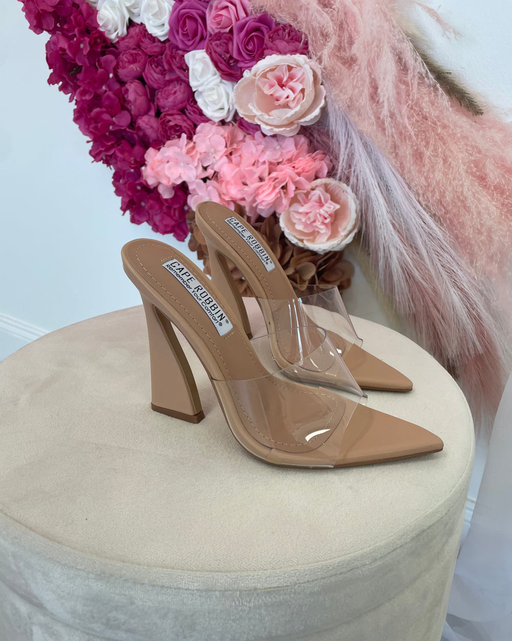 Courtney Clear Heels-Nude