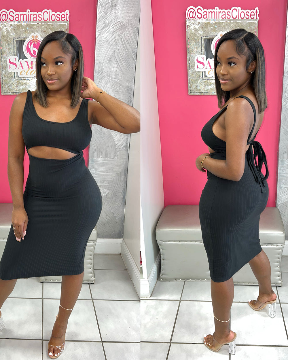 Halle Peek Dress-Black