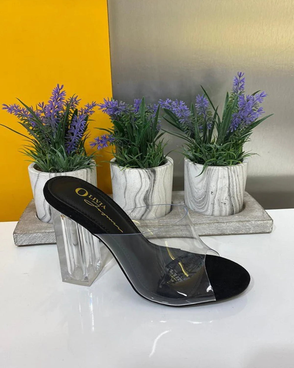 Crystal Clear Heels-Black