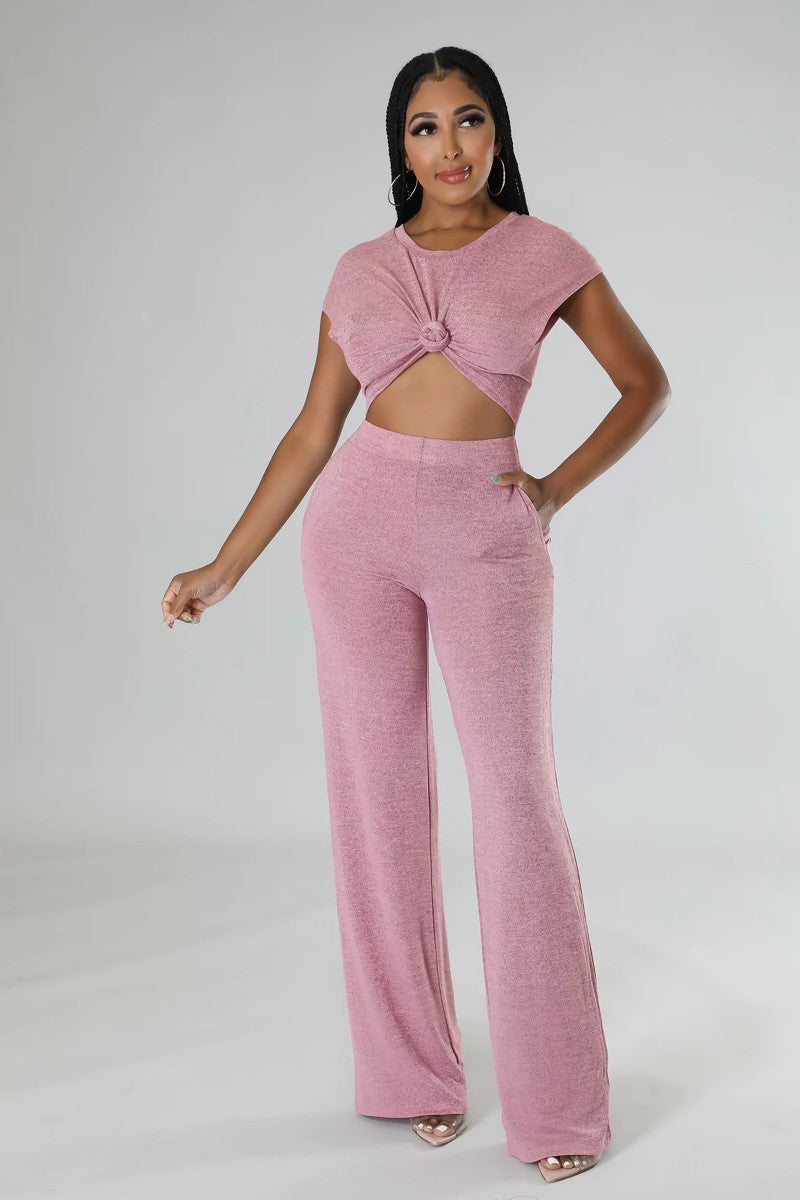 Weekend Getaway Pants Set-Light Pink