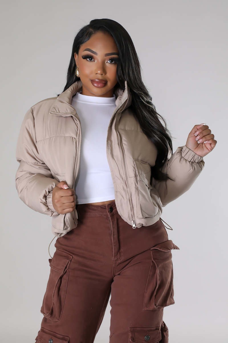 Showtime Puffer Jacket-Tan