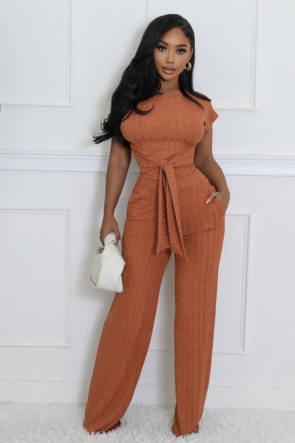 Sweet Girl Pants Set-Rust