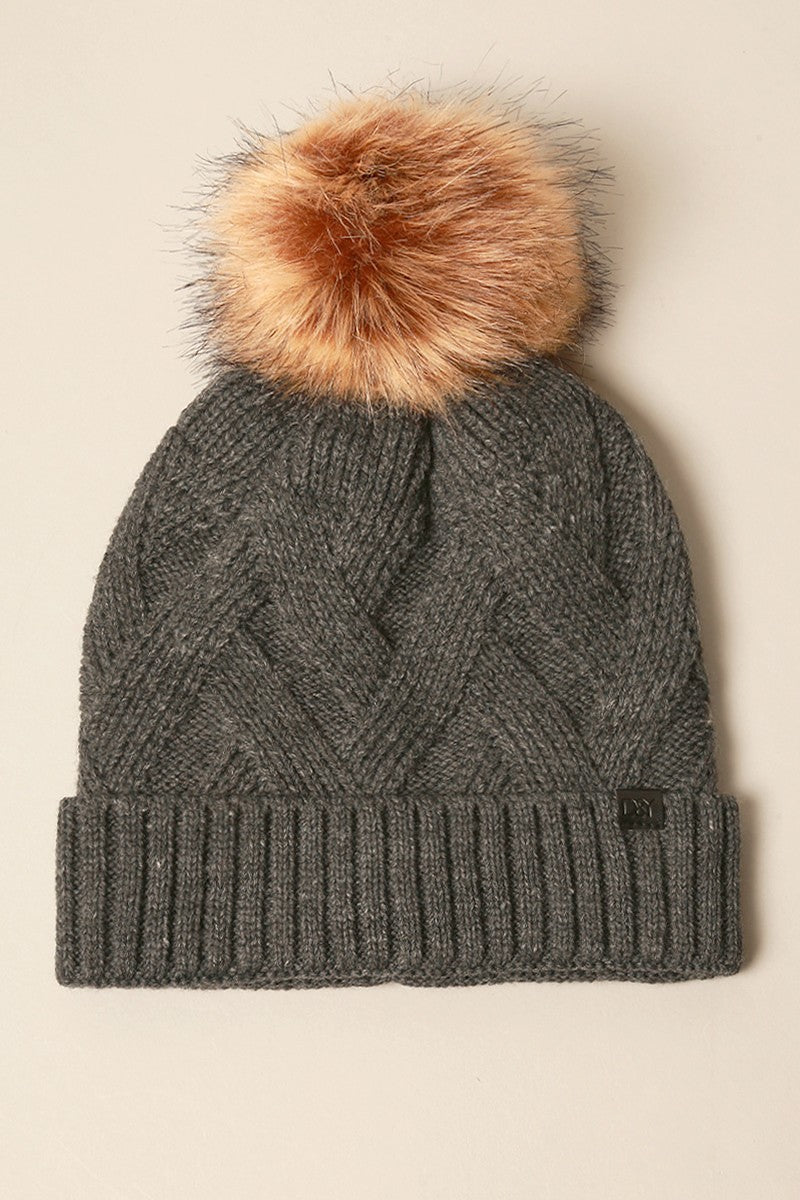 Satin Lined Beanie Hat - Charcoal