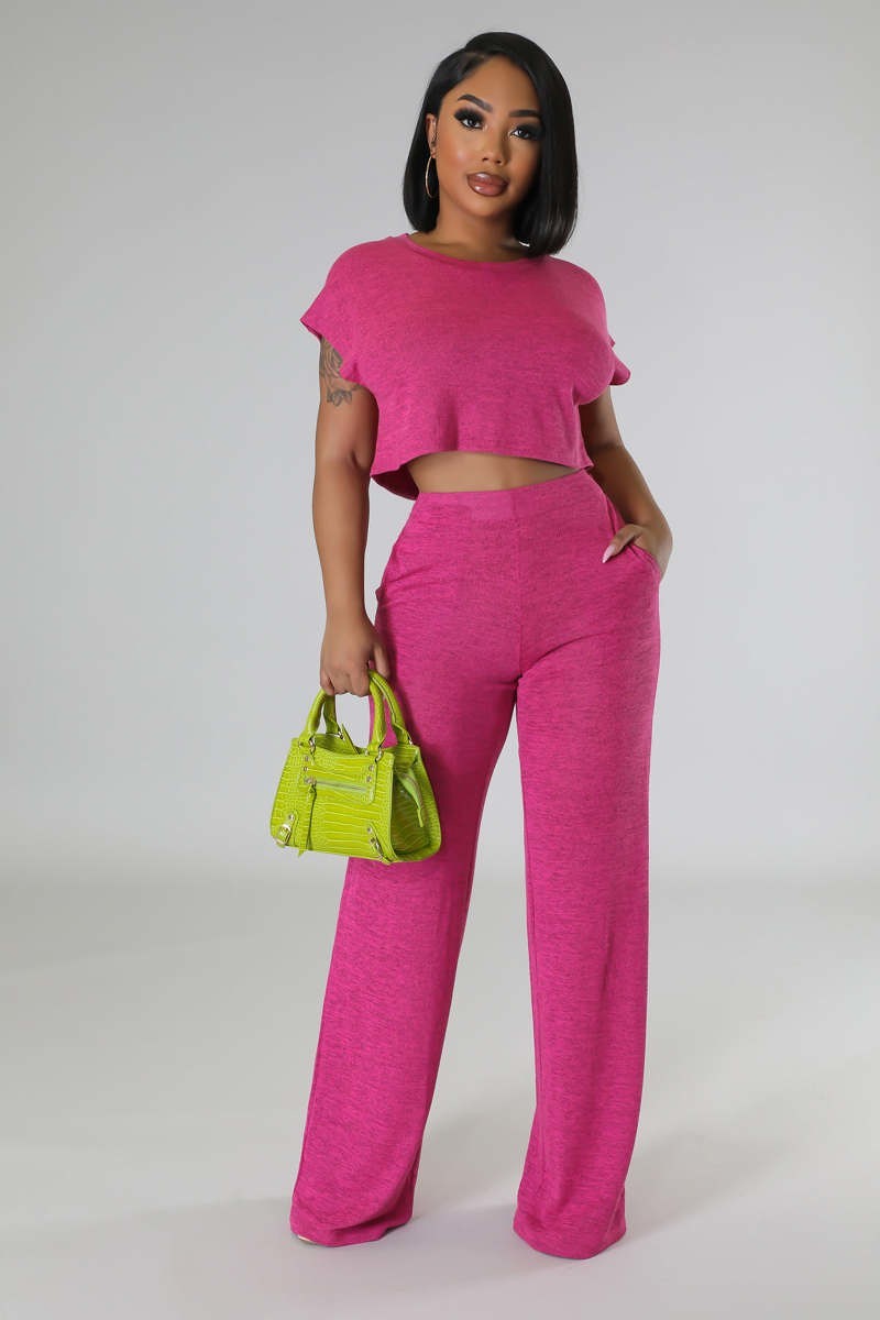 Weekend Getaway Pants Set-Hot Pink