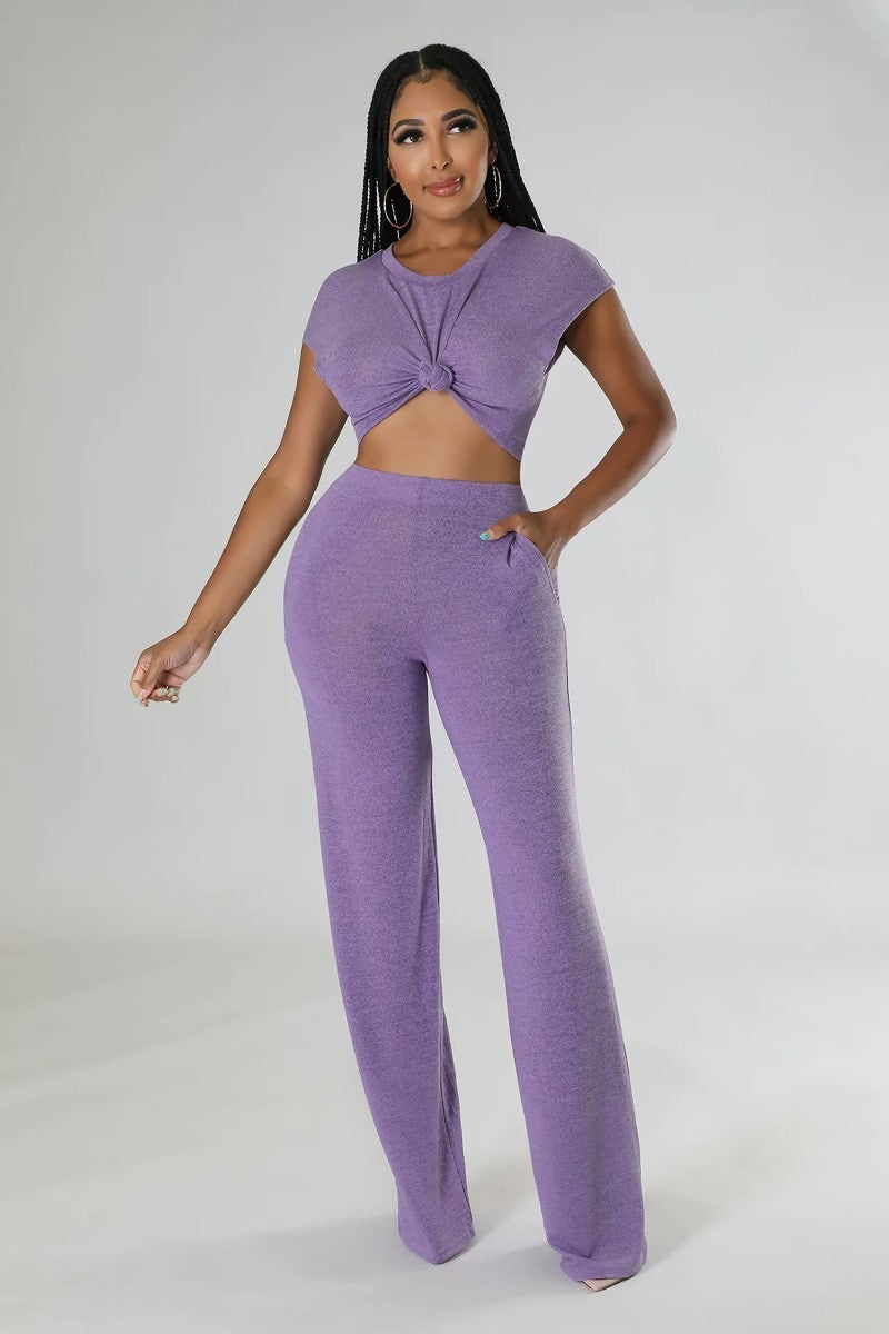 Weekend Getaway Pants Set-Lavender