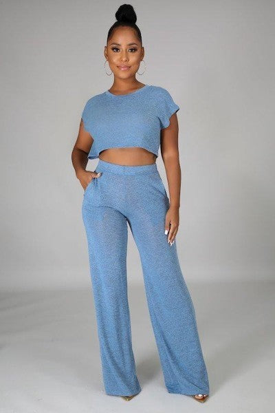 Weekend Getaway Pants Set-Baby Blue
