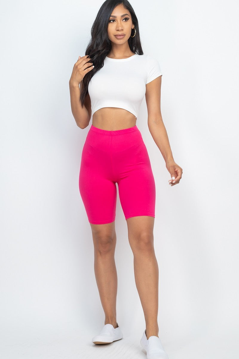 Basic Biker Shorts-Fuchsia