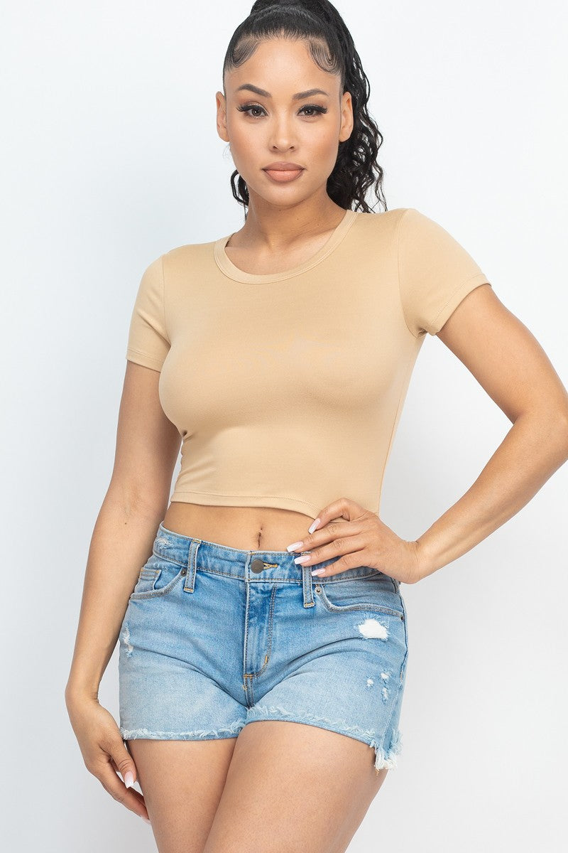 Not so Basic Crop Top-Khaki