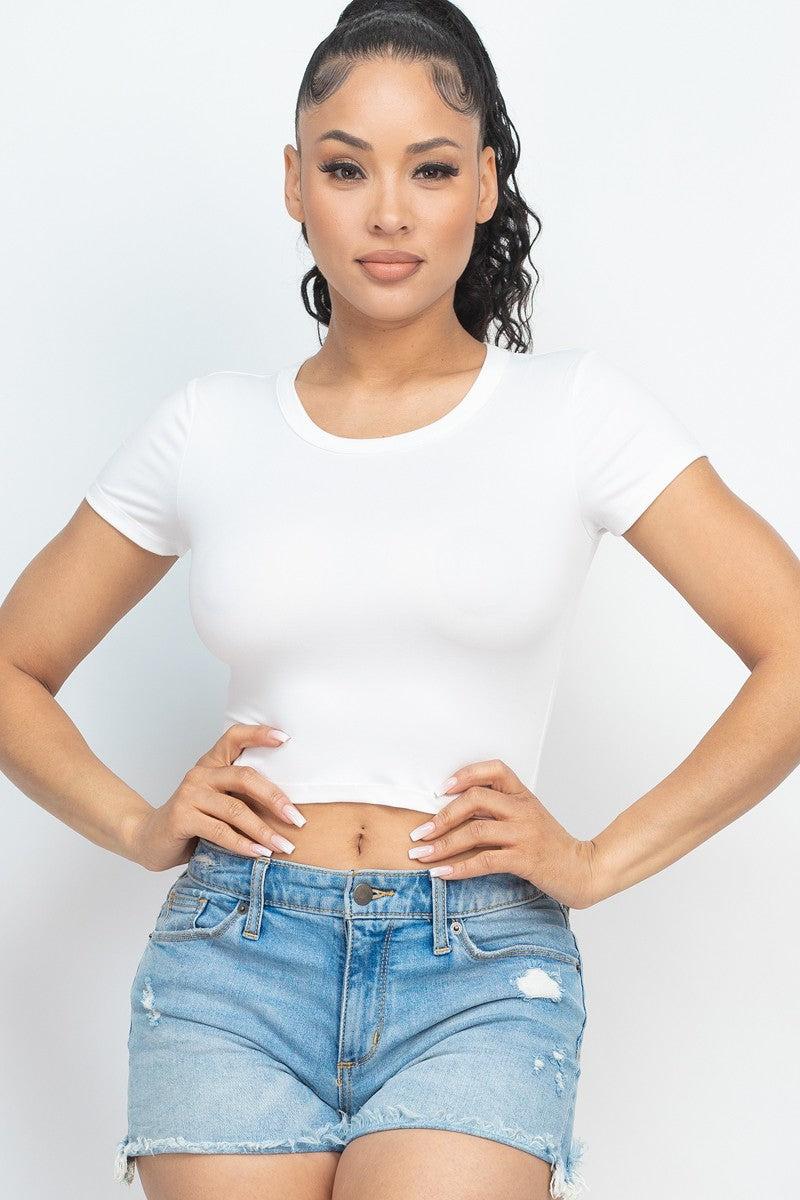 Not So Basic Crop Top-White