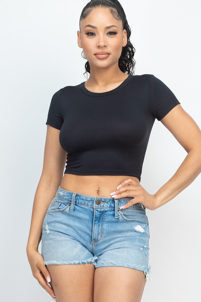 Not so Basic Crop Top-Black