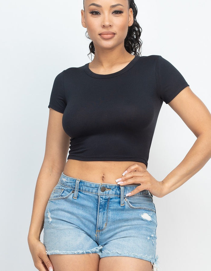 Not so Basic Crop Top-Black