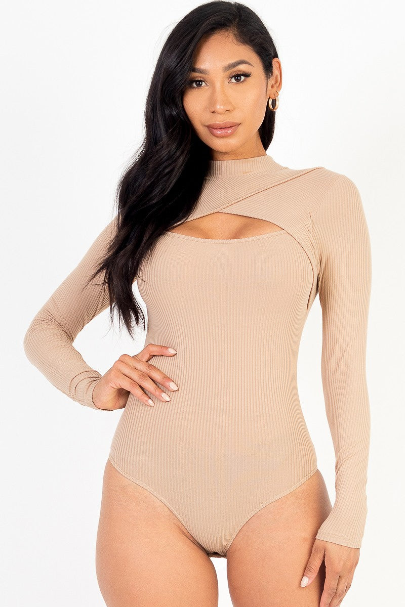 Cut It Out Bodysuit-Tan